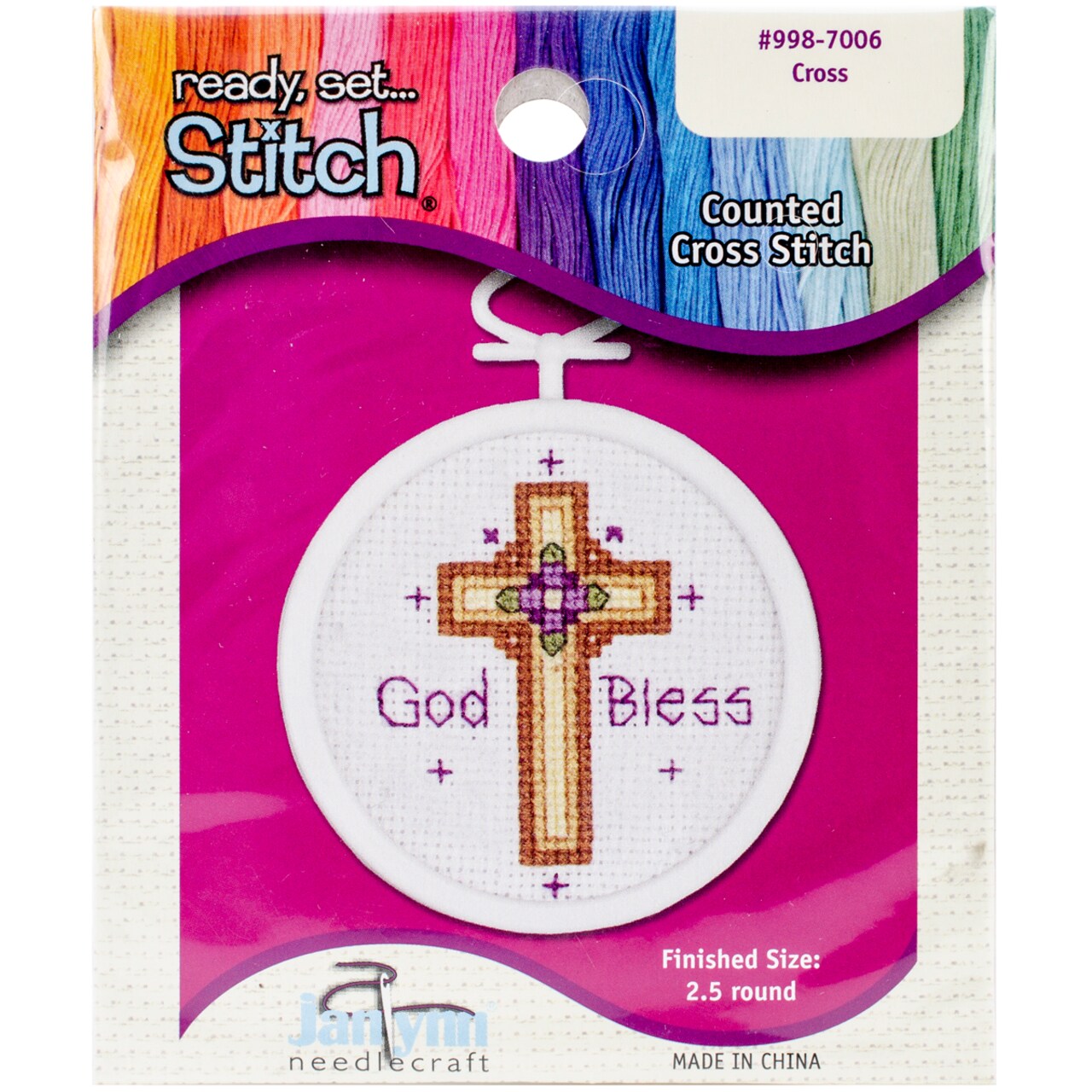 Janlynn Mini Counted Cross Stitch Kit 2.75" Oval-Cross